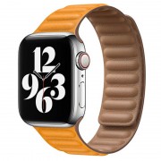 Кожаный ремешок для Apple watch 38/40/41 mm (Series SE/7/6/5/4/3/2/1) Leather Link (Коричневый / California Poppy)