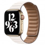 Кожаный ремешок для Apple watch 42/44/45/49 mm (Series SE/7/6/5/4/3/2/1) Leather Link (Белый / Chalk)