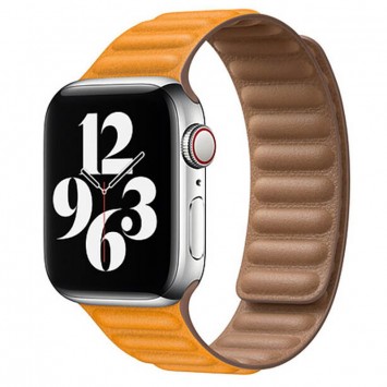 Кожаный ремешок для Apple watch 42/44/45/49 mm (Series SE/7/6/5/4/3/2/1) Leather Link (Коричневый / California Poppy)