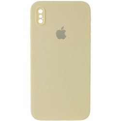Чехол для iPhone XS Silicone Case Square Full Camera Protective (AA) (Желтый / Mellow Yellow)