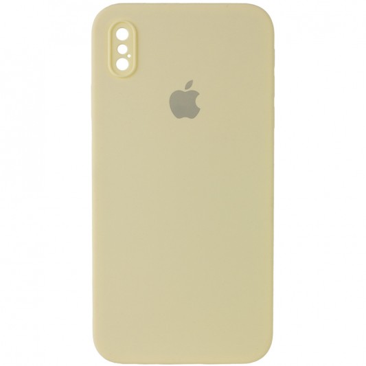 Чохол для iPhone XS Silicone Case Square Full Camera Protective (AA) (Жовтий/Mellow Yellow)