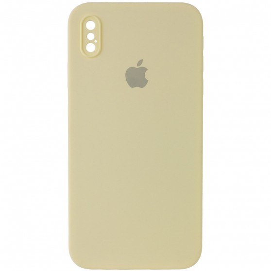 Чохол для iPhone XS Silicone Case Square Full Camera Protective (AA) (Жовтий/Mellow Yellow)