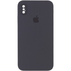 Чохол для iPhone XS Silicone Case Square Full Camera Protective (AA) (Сірий / Dark Gray)