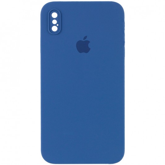 Чохол для iPhone XS Silicone Case Square Full Camera Protective (AA) (Синій / Navy blue)