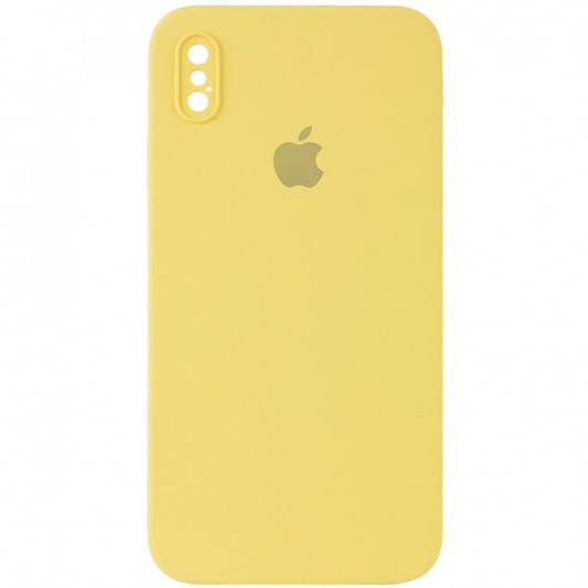 Чохол для iPhone XS Silicone Case Square Full Camera Protective (AA) (Жовтий / Canary Yellow)