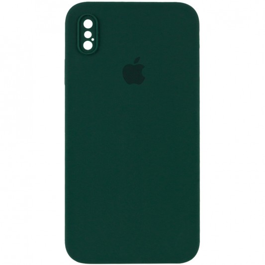 Чохол для iPhone XS Silicone Case Square Full Camera Protective (AA) (Зелений / Dark green)