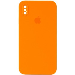 Чехол для iPhone XS Silicone Case Square Full Camera Protective (AA) (Оранжевый / Bright Orange)