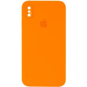 Чохол для iPhone XS Silicone Case Square Full Camera Protective (AA) (Помаранчевий / Bright Orange)