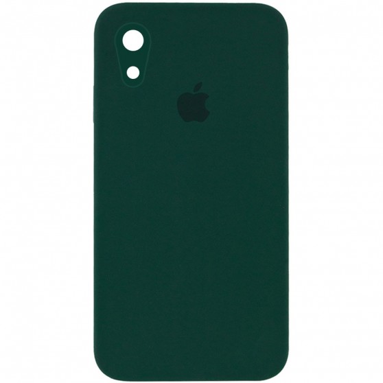 Чохол Silicone Case Square Full Camera Protective (AA) для Apple iPhone XR (6.1"") (Зелений / Dark green)