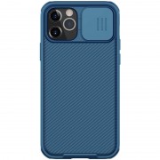 Карбонова накладка для iPhone 12 Pro/12 Nillkin Camshield (шторка на камеру) (Синій/Blue)