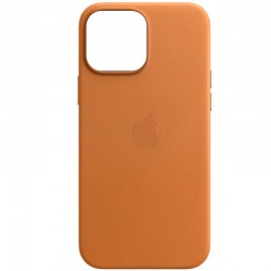 Кожаный чехол для iPhone 13 Leather Case (AAA) (Коричневый / Golden Brown)