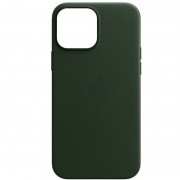 Кожаный чехол для iPhone 13 Leather Case (AAA) (Зеленый / Sequoia Green)