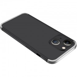 Пластиковая накладка для iPhone 13 GKK LikGus 360 градусов (opp) (Черный / Серебряный)