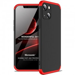Пластиковая накладка для iPhone 13 GKK LikGus 360 градусов (opp) (Черный / Красный)