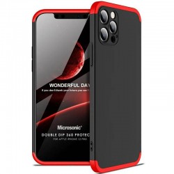 Пластиковая накладка для iPhone 13 Pro GKK LikGus 360 градусов (opp) (Черный / Красный)