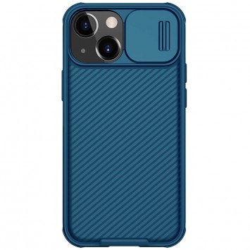 Карбоновая накладка для iPhone 13 Nillkin CamShield Pro Magnetic (Синий)