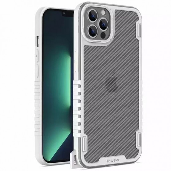 Чохол для iPhone 13 Pro Max TPU+PC TRAVEL Carbon (Білий)