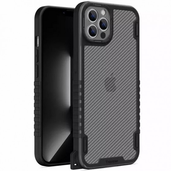 Чохол для iPhone 13 Pro Max TPU+PC TRAVEL Carbon (Чорний)