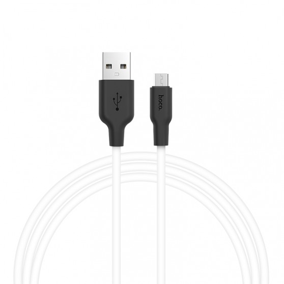 Дата кабель Hoco X21 Silicone MicroUSB Cable (1m) (Чорний/Білий)