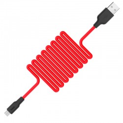 Дата кабель Hoco X21 Silicone MicroUSB Cable (1m) (Чорний/Червоний)