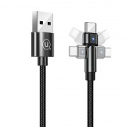 Дата кабель USAMS US-SJ477 U60 Rotatable USB to Type-C (1m) (Черный)