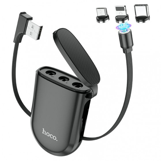 Дата кабель Hoco S50 Magnetic 3in1 Lightning-microUSB-Type-C (1m)