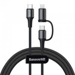 Дата кабель Baseus Twins 2in1 cable Type-C to Type-C 60W (20V/3A) + Lightning 18W (9V/2A) (1m) (Чорний)