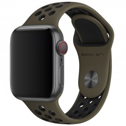 Силіконовий ремінець Sport Nike+ для Apple watch 42mm / 44mm (Olive / Black)