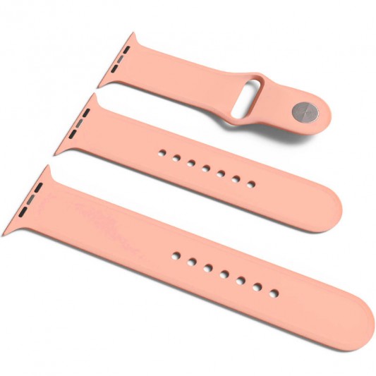 Силіконовий ремінець для Apple Watch Sport Band 38/40 (S/M & M/L) 3pcs (Помаранчевий / Light Flamingo)