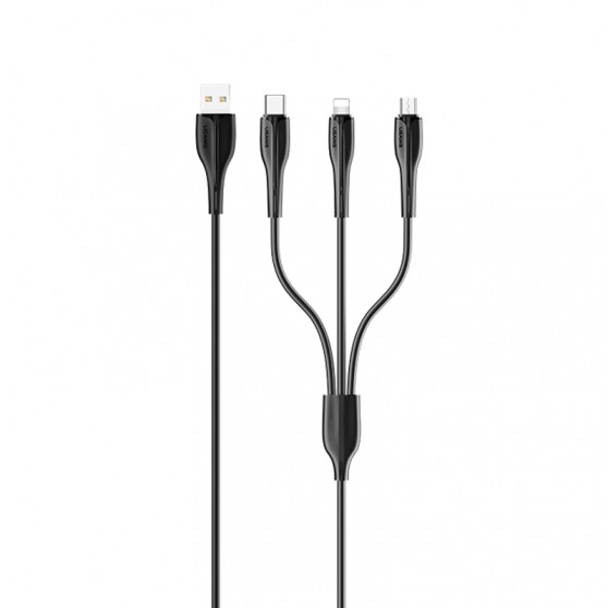 Дата кабель Usams US-SJ374 U38 3IN1 Charging Cable 1m (Чорний)