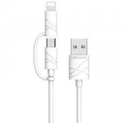 Дата кабель Usams US-SJ077 2in1 U-Gee USB to Micro USB + Lightning (1m) (Белый)