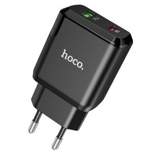 Зарядний пристрій Hoco N5 Favor 20W PD+QC3.0 (1USB/1Type-C/3A) (Чорний)
