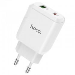 Зарядний пристрій Hoco N5 Favor 20W PD+QC3.0 (1USB/1Type-C/3A) (Білий)