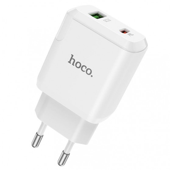 Зарядний пристрій Hoco N5 Favor 20W PD+QC3.0 (1USB/1Type-C/3A) (Білий)