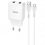 Зарядний пристрій HOCO N7 (2USB/2,1A) + USB-Type-C (Білий)