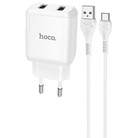 Зарядний пристрій HOCO N7 (2USB/2,1A) + USB-Type-C (Білий)