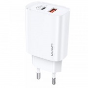 Зарядное устройство для телеофна Usams US-CC121 T35 QC3.0 + PD3.0 20W (Белый)