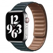 Кожаный ремешок Leather Link для Apple watch 38/40/41 mm (Series SE/7/6/5/4/3/2/1) (Синий / Navy blue)