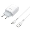 Зарядний пристрій Hoco C72A (1USB/2.1A) + Type-C Білий