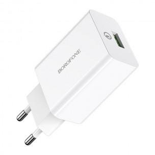 Блок живлення Borofone BA21A Long journey QC3.0 3A (1USB-A) Білий