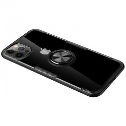 TPU+PC чехол для Apple iPhone 12 Pro Max (6.7") - Deen CrystalRing for Magnet (opp) (Бесцветный / Черный)