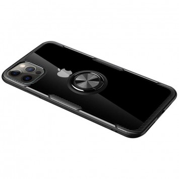 TPU + PC чохол для Apple iPhone 12 Pro Max (6.7") - Deen CrystalRing for Magnet (opp) (Безбарвний / Чорний)