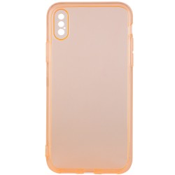 Матовый полупрозрачный TPU чехол для Apple iPhone X / XS (5.8") с защитой камеры (Оранжевый / Orange)