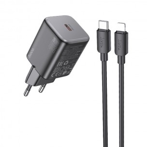 Блок живлення Hoco N40 Mighty PD20W (1USB-C) + кабель Type-C to Lightning Black