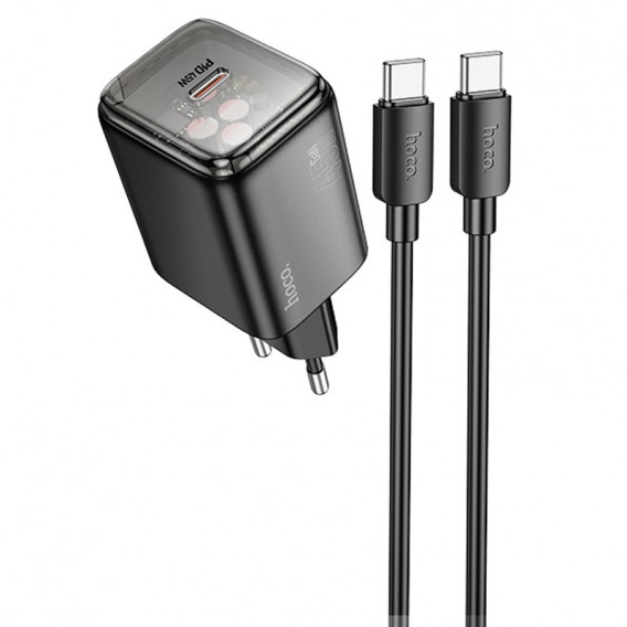 Зарядное устройство Hoco N54 Monsoon PD45W (1USB-C) + Type-C to Type-C, Black