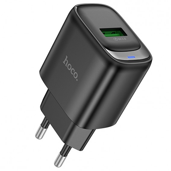 Блок живлення Hoco C140A Smart QC3.0 18W (1USB-A) Black