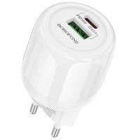 Блок живлення Borofone BA93A Lustrous PD20W+QC3.0 (1USB-A/1C) White
