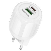 Блок живлення Borofone BA94A Lustrous PD30W+QC3.0 (1USB-A/1C) White