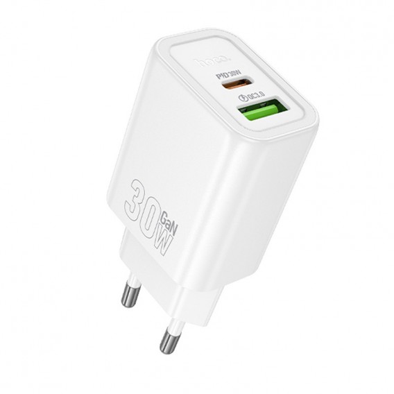 Блок живлення Hoco N63 Gentle PD30W+QC3.0 (1USB-A/1C) White
