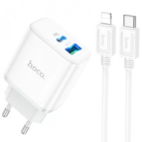 Блок живлення Hoco C105A Stage PD20W+QC3.0 (1USB-A/1C) + кабель Type-C to Lightning White